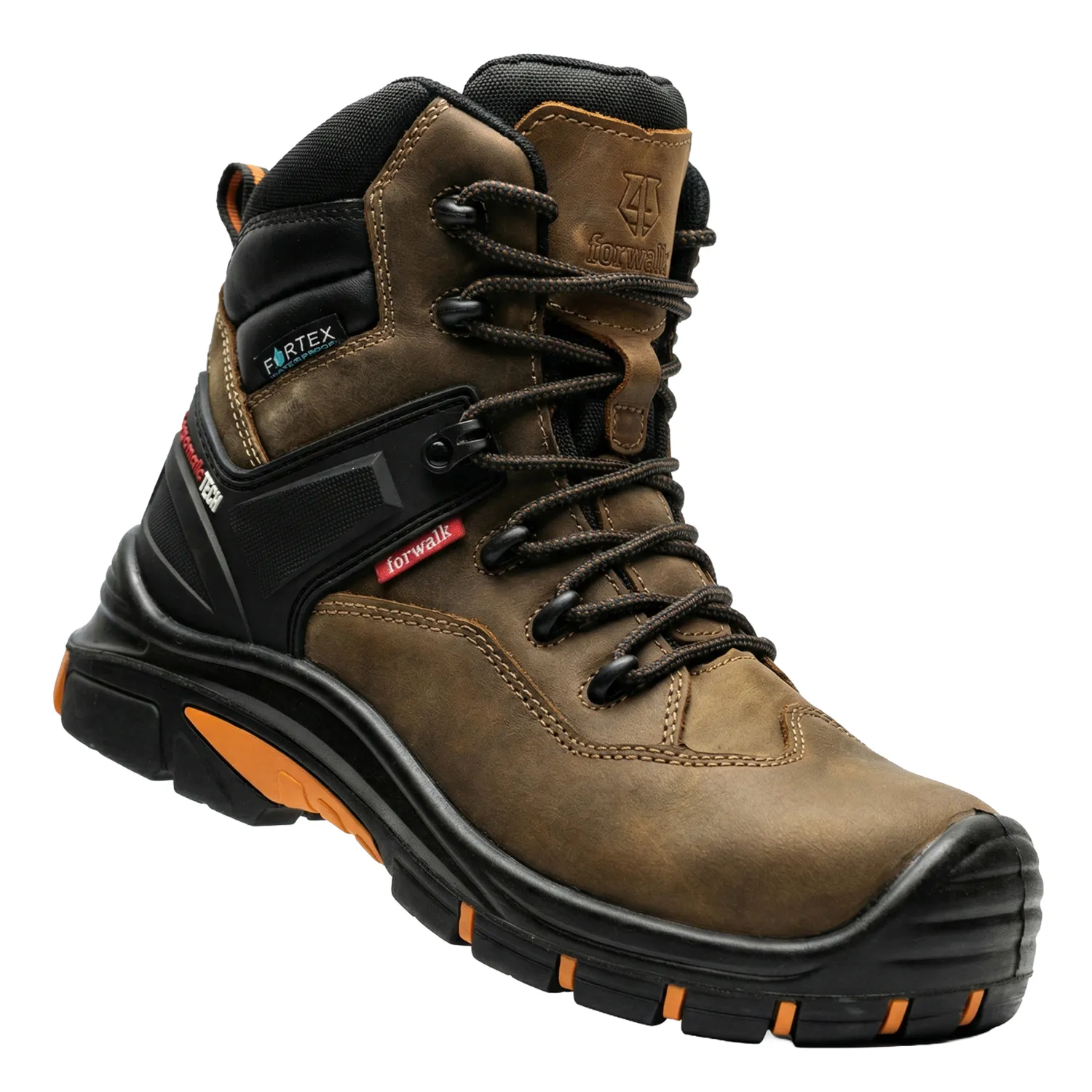 Fotografia de produto de bota de trabalho castanha FOR WALK, calçado de segurança da CLS Brands.